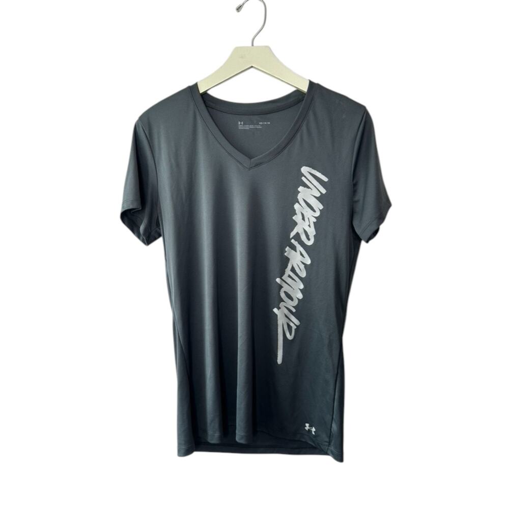 Under Armour Loose Fit  Gray V-Neck Short Sleeve T-Shirt Women's Medium